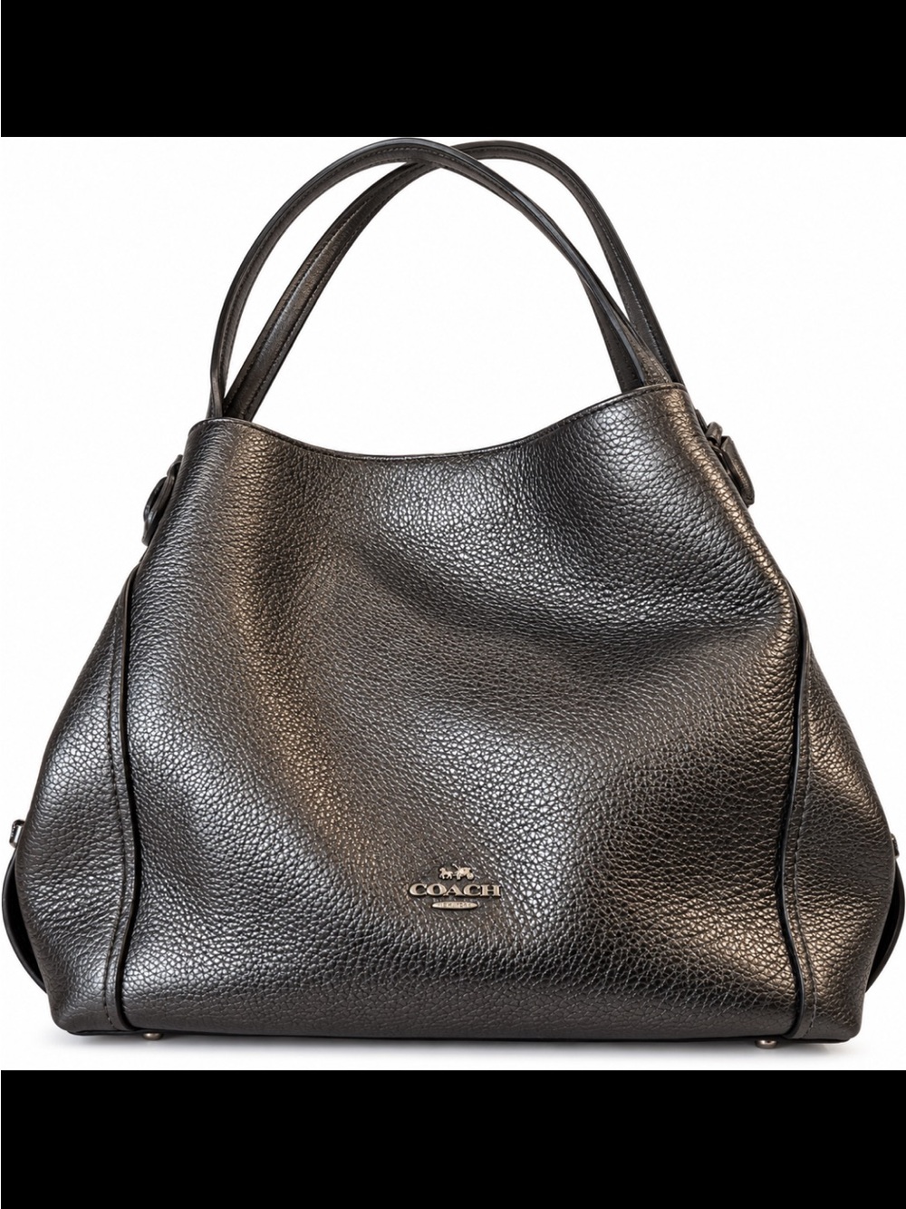 Coach 2017 Edie Graphite Pebbled Leather Shoulder Tote